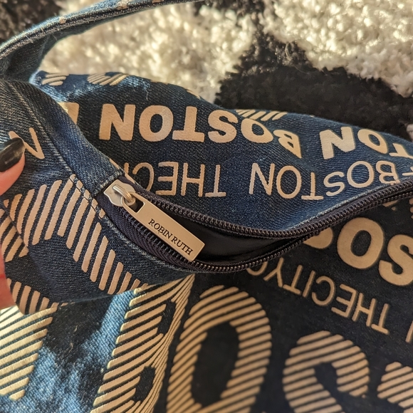 Hurry! Store Close Next Week!! Robin Ruth Boston Logo Denim Shoulder Bag - Picture 2 of 3